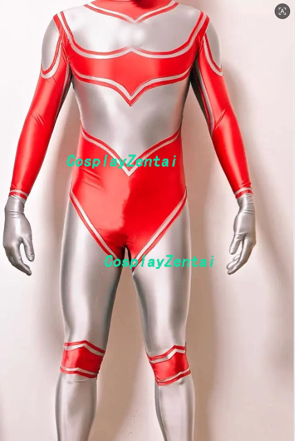 Anime Cosplay Bodysuit - Silver and Red Shiny Smooth Oil