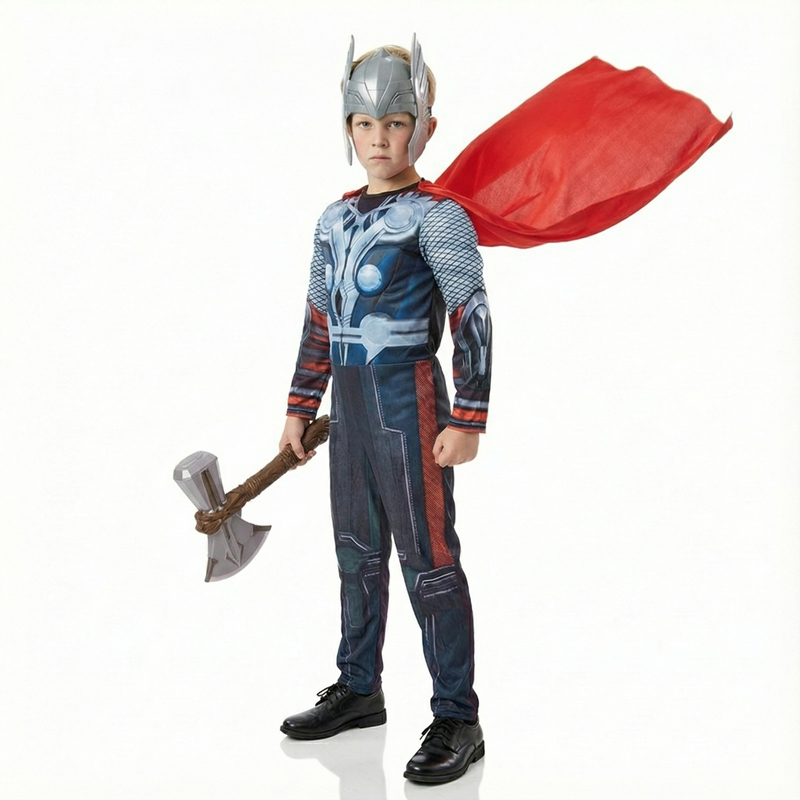 Anime Cosplay Jumpsuit - Kids Thor Superhero Cape Costume with