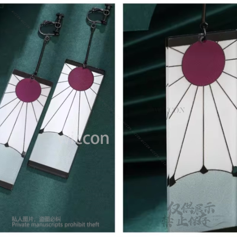 Acrylic Earrings Ear Clips Sty - Anime Cosplay Demon Slayer บทวิจารณ์และราคา